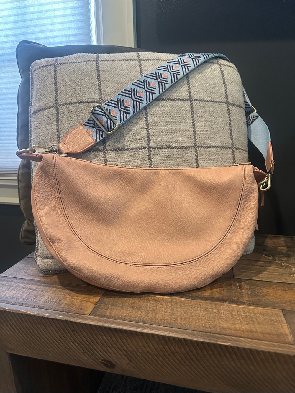 Anthropologie Urban Originals Blush Crescent Bag